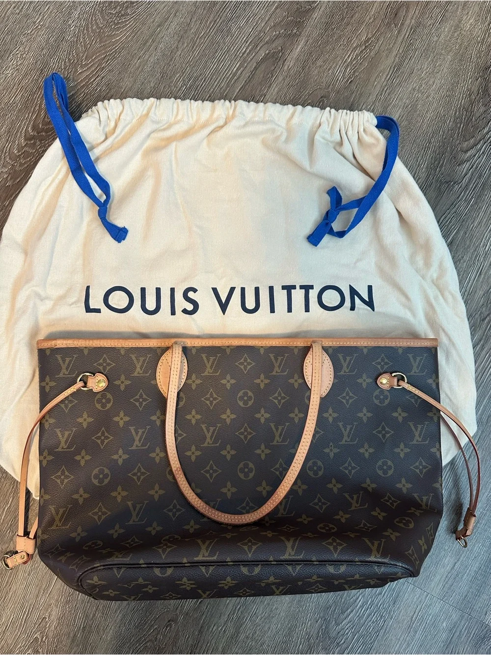 Louis Vuitton Monogram Canvas Neverfull Tote MM w/ Pouch & DustBag Beige Lining
